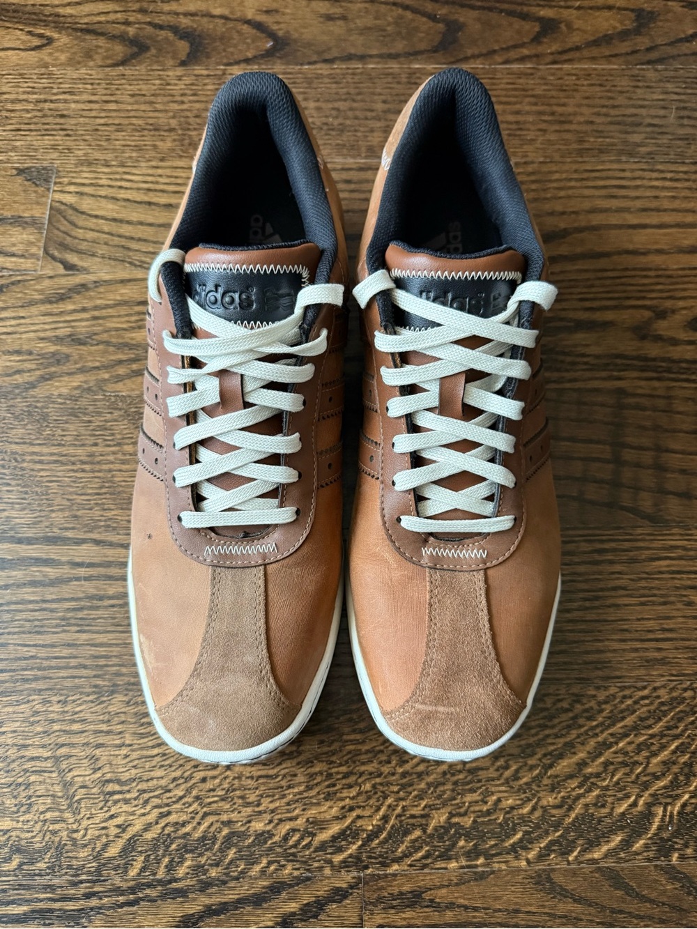 adidas Men’s Brown Leather & Suede Golf Sneakers with Light Laces